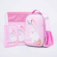 02804331-40 Школьный набор Формованный рюкзак, Мешок для сменной обуви, Пенал, розовый выс.35 см.