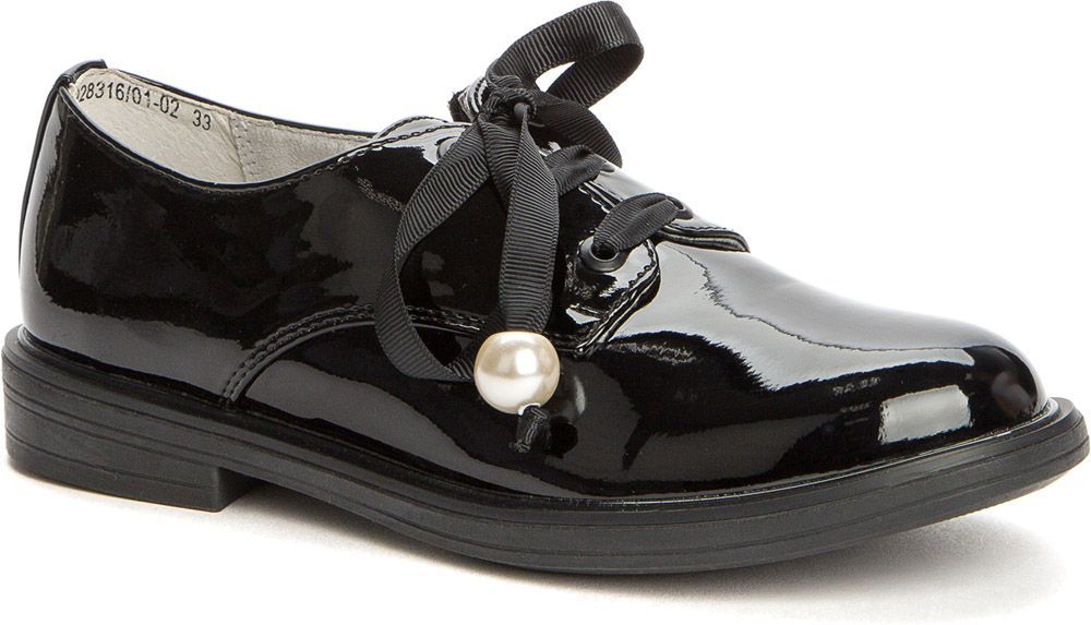 928316/01-02 черный иск.кожа лак детские (для девочек) полуботинки (О-З 2022) 699 руб.