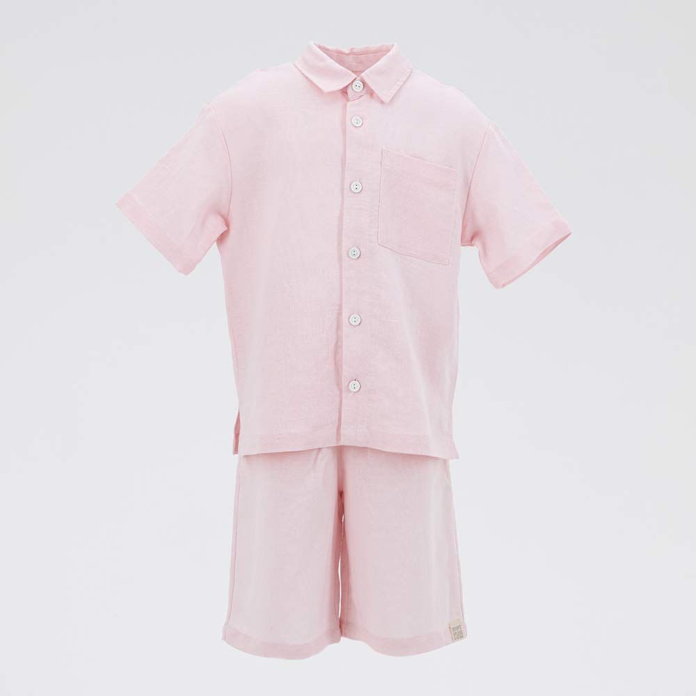 07864062-40 Комплект одежды льняной для девочек ( рубашка и шорты ) розовый р.104-110 2 370 руб.