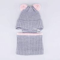 07804019-40 Шапка с аксессуаром сер-роз 48-50