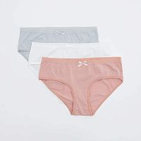07855021-42 Набор из 3-х трусов для девочек, сер-бел-роз р.146