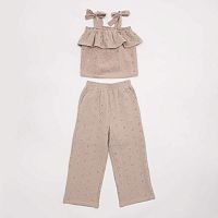 07864087-40 Комплект одежды для девочек (блузка+брюки) бежевый р.146