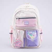 02804359-40 Рюкзак школьный беж-роз выс. 45,5 см