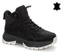 148593/03-01 черный натуральная кожа (нубук) Полипротект (PPL)/текстиль женские ботинки (О-З 2025)