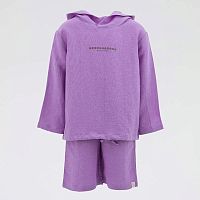 07864064-40 Костюм льняной детский ( худи и шорты ) сиреневый р.92-98