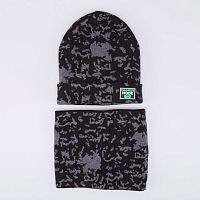 07711986-40 Шапка с аксессуаром черный, серый 50-52