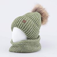 07711578-41 Комплект шапка детская и снуд т.зеленый 54-56
