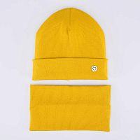 07711634-41 Шапка с аксессуаром горчичный 54-56