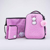 02817333-40 Школьный набор Формованный рюкзак, Мешок для сменной обуви, Пенал, чер-роз (11+) выс. 37 см