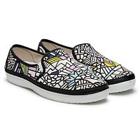 Туфли женские, мод.2502 (разноцветная абстракция/белый, Асс 1 (36/1,37/1,38/1,39/1,40/1,41/1), 6 пар)