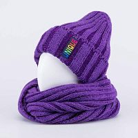 07811571-41 Комплект шапка детская и снуд фиолетов. 54-56