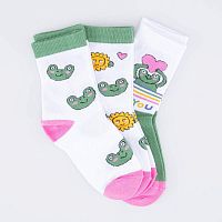 07843012-40 Носки детские хлопковые (3 пары)бел-зел-роз р.22