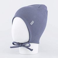 07711642-40 Шапка детская с завязками т.серый 50-52