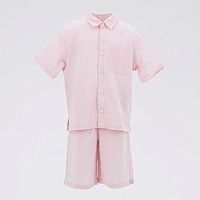 07864062-40 Комплект одежды льняной для девочек ( рубашка и шорты ) розовый р.104-110